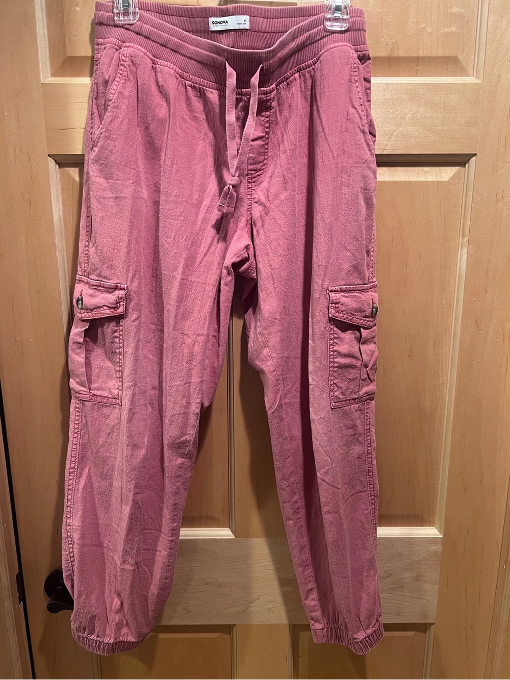 SONOMA Women’s Rose Pink Cargo Jogger Utility Pant Cotton Blend Comfy Casual M